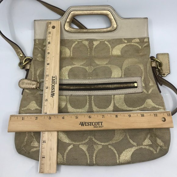 COACH Tan Cream Jacquard Fabric CrossBody Bag - Picture 3 of 8